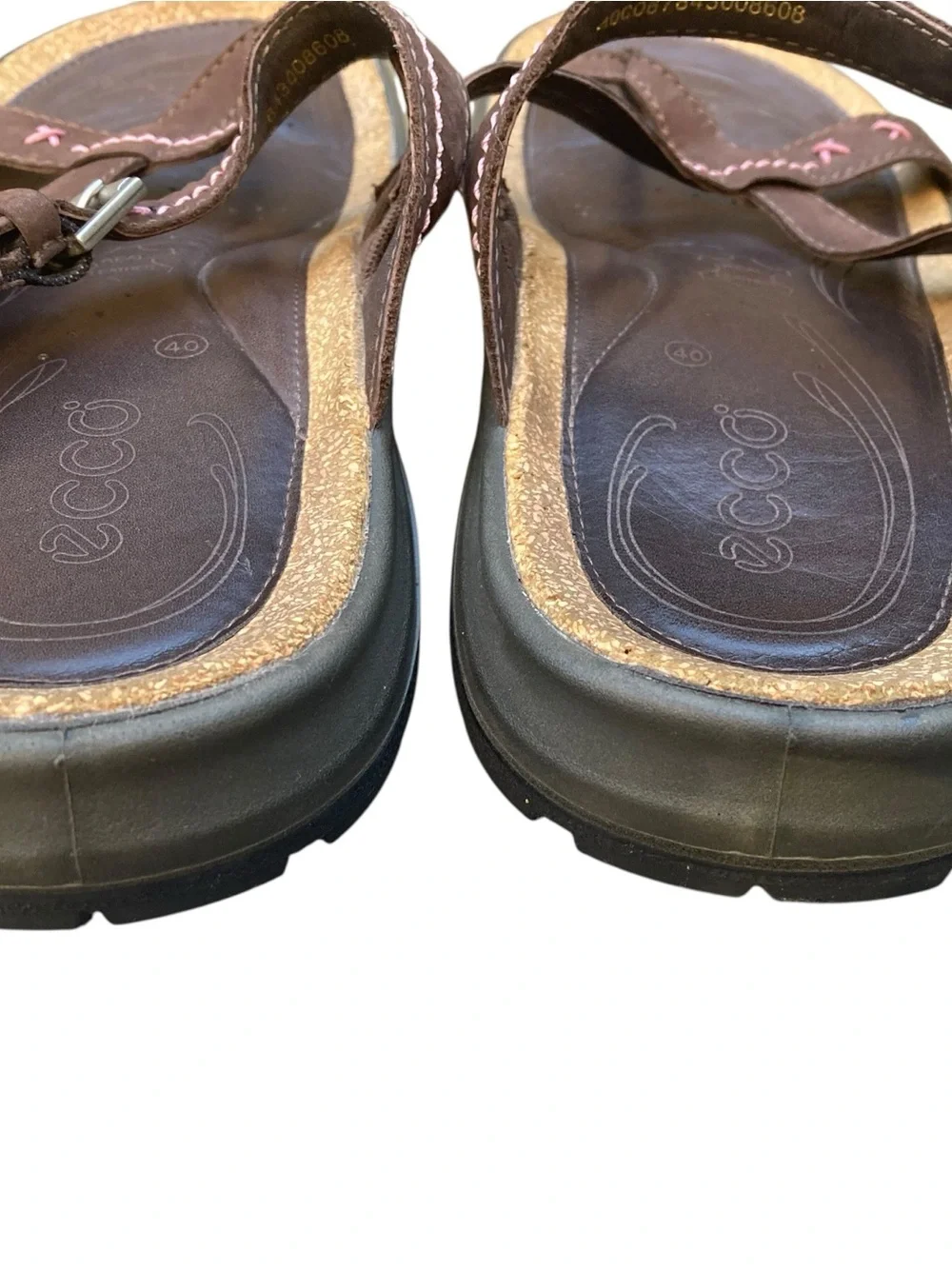 FINAL PRICE Women’s ECCO Brown Leather Thong Strappy Sandals SIZE 40 - Picture 4 of 5